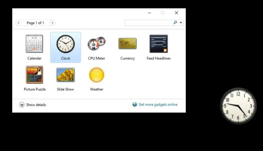 now-the-gadgets-screen-will-pop-up-drag-and-drop كيفية إضافة الويدجت إلى سطح مكتب Windows 10