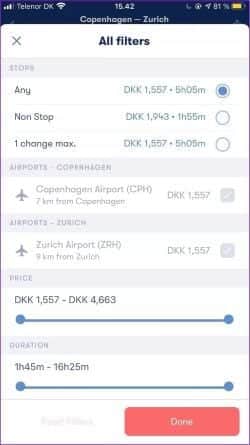 omio-flight-filters_935adec67b324b146ff212ec4c69054f أفضل 5 تطبيقات لحجز تذاكر الطيران لأجهزة iPhone