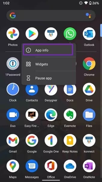 open-whatsapp-app-info-menu_7c4a12eb7455b3a1ce1ef1cadcf29289 أفضل 8 طرق لإصلاح اختفاء إشعارات الرسائل الجديدة WhatsApp على Android