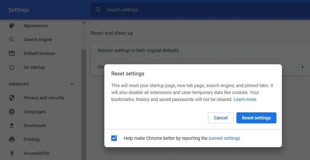 reset-settings-popup-1024x529-1 كيفية إصلاح عدم تحميل تعليقات YouTube