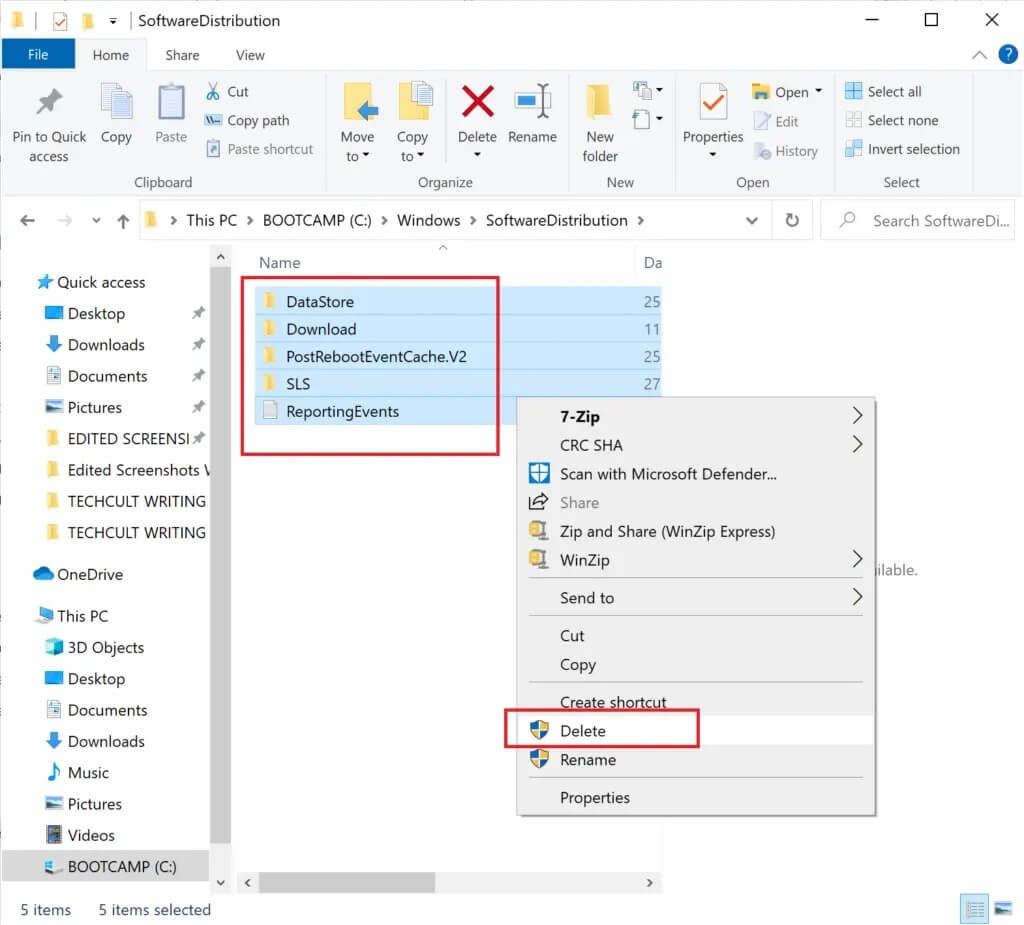 right-click-and-select-delete-to-remove-them-1024x925-1 كيفية إصلاح مشكلة عدم تحديث Windows 10