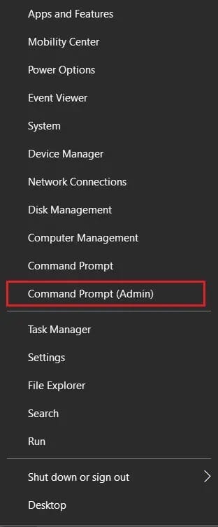right-click-on-start-menu-and-select-cmd-promt-admin-1 إصلاح حدث خطأ في معرّف التشغيل "حاول مرة أخرى" على YouTube
