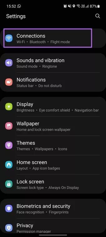 select-connections-menu_7c4a12eb7455b3a1ce1ef1cadcf29289 كيفية توصيل Wi-Fi تلقائيًا بهواتف Samsung Galaxy