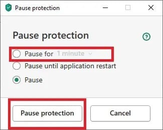select-pause-protection-again- إصلاح خطأ Windows Update 0x80070005