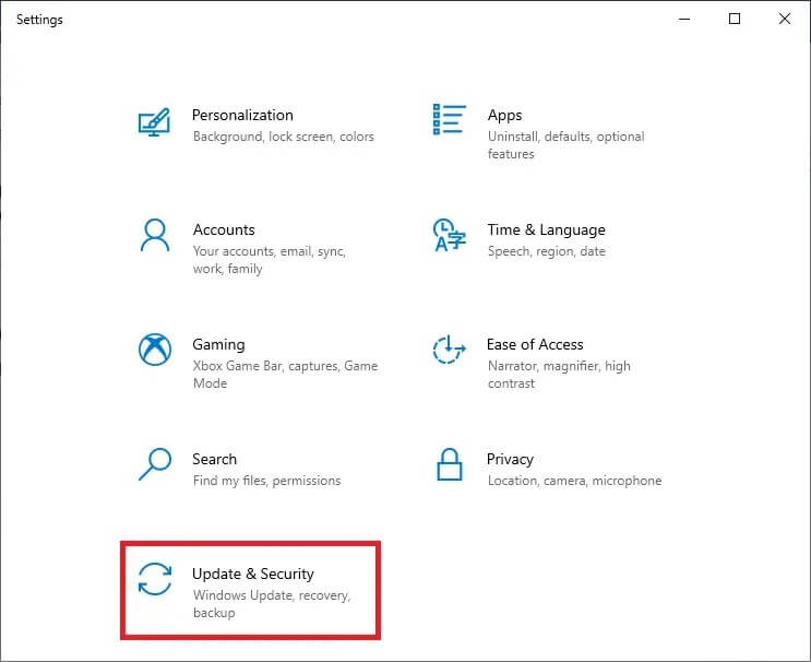 select-the-updateand-security-option- إصلاح خطأ Windows Update 0x80070005