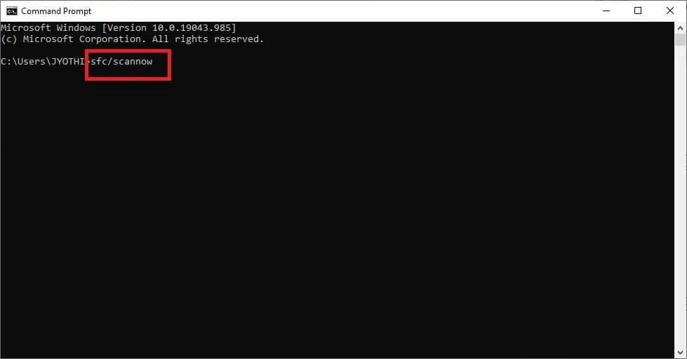 sfc-scannow- إصلاح خلاط الصوت لا يفتح على نظام التشغيل Windows 10