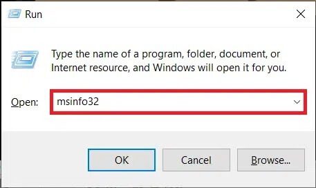 type-msinfo32-in-the-run-command-box إصلاح خطأ هذا الكمبيوتر لا يمكنه تشغيل Windows 11