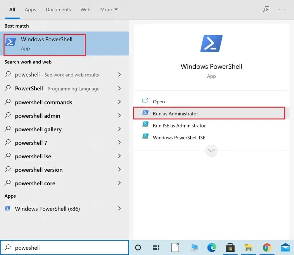 type-powershell-in-the-windows-search-bar-and-then-7-1024x888-1 إصلاح عدم عمل تطبيقات Windows 10