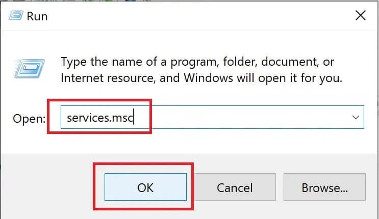 type-services-msc-in-the-dialogue-box-and-click-ok كيفية إصلاح مشكلة عدم تحديث Windows 10