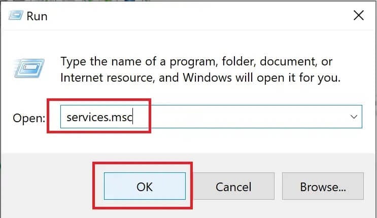 type services msc in the text filed and then clic - كيفية إصلاح عدم فتح Avast على نظام Windows
