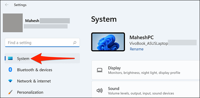 1-system-settings-1 كيفية إعادة تسمية جهاز الكمبيوتر Windows 11