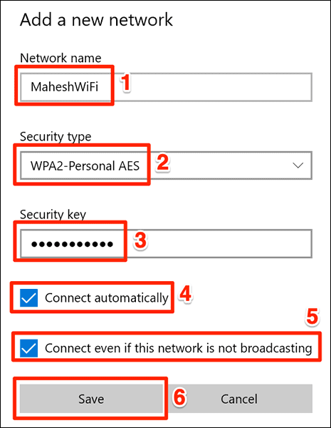 11-enter-wi-fi-network-details كيفية الاتصال بشبكة Wifi المخفية على Windows 10