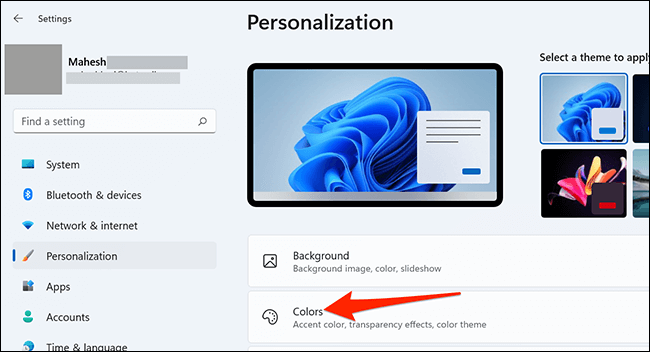 2-color-settings كيفية تمكين الوضع الداكن على Windows 11
