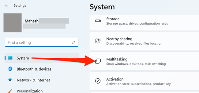 2-multitasking-settings كيفية إيقاف تشغيل Snap Layouts في Windows 11
