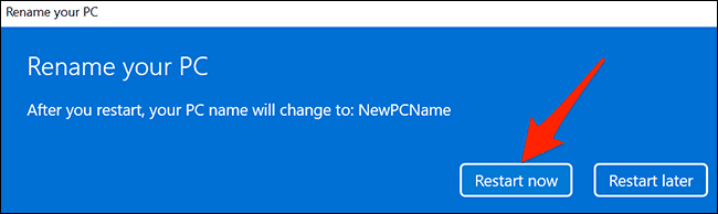 5-restart-pc كيفية إعادة تسمية جهاز الكمبيوتر Windows 11