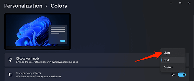 7-light-mode-windows-11 كيفية تمكين الوضع الداكن على Windows 11