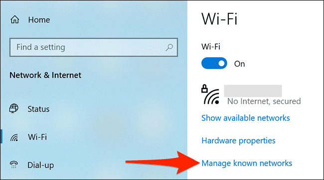 9-manage-wi-fi-networks كيفية الاتصال بشبكة Wifi المخفية على Windows 10
