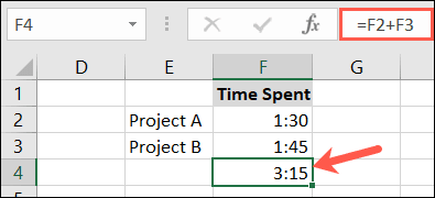 AddTimeHoursMinutes-Excel كيفية إضافة أو طرح الأوقات في Microsoft Excel