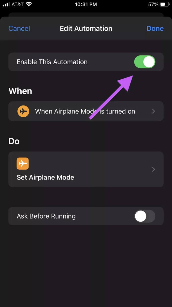 Airplane-Mode-Automation_2021-08-08-044627_935adec67b324b146ff212ec4c69054f كيفية إيقاف تشغيل وضع الطيران تلقائيًا على نظام iOS