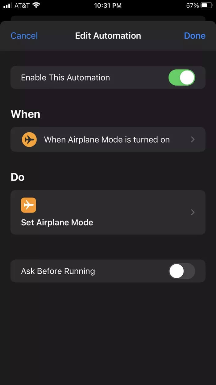 Airplane-Mode-Automation_935adec67b324b146ff212ec4c69054f كيفية إيقاف تشغيل وضع الطيران تلقائيًا على نظام iOS