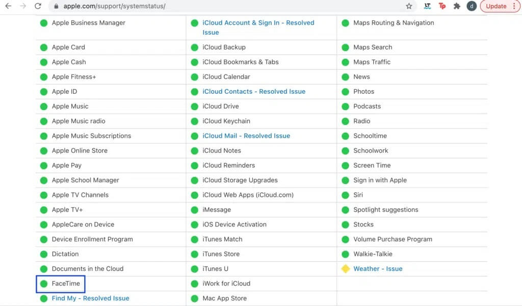 Check-the-status-of-the-FaceTime-server-1024x600-1 إصلاح عدم عمل FaceTime على Mac