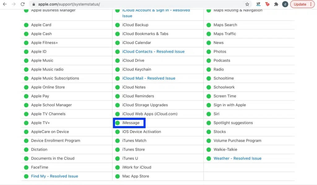 Check-the-status-of-the-iMessage-server-1024x599-1 إصلاح لم يتم تسليم رسالة iMessage على Mac