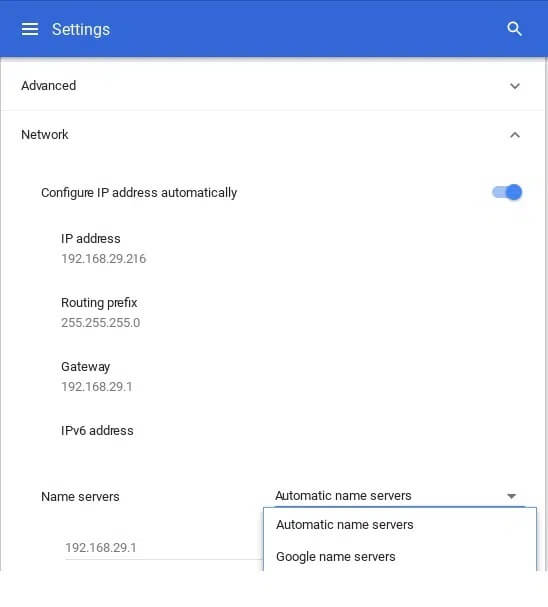 Chrome-DNS4 كيفية إصلاح فشل بحث DHCP في Chromebook