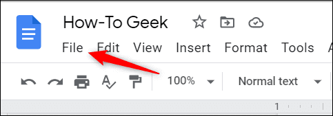 Click-File-in-the-menu-bar. كيفية حذف صفحة في Google Docs