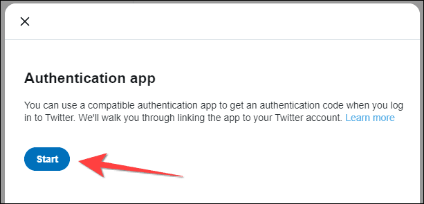 Click-Start-to-Get-a-QR-Code-for-your-Twitter-account كيفية استخدام أداة المصادقة الثنائية المضمنة على iPhone و iPad