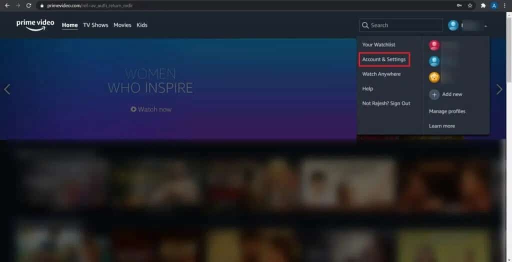Click-on-Accounts-and-Settings-1024x524.jpg-1 كيفية إعادة تعيين كود Amazon Prime Video Pin