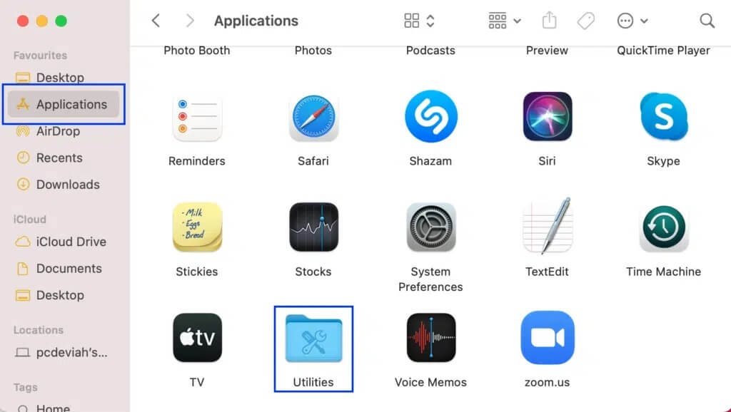 Click-on-Applications-from-the-menu-on-the-left-and-then-Utilities-1024x578-1 كيفية استخدام مجلد الأدوات المساعدة على Mac