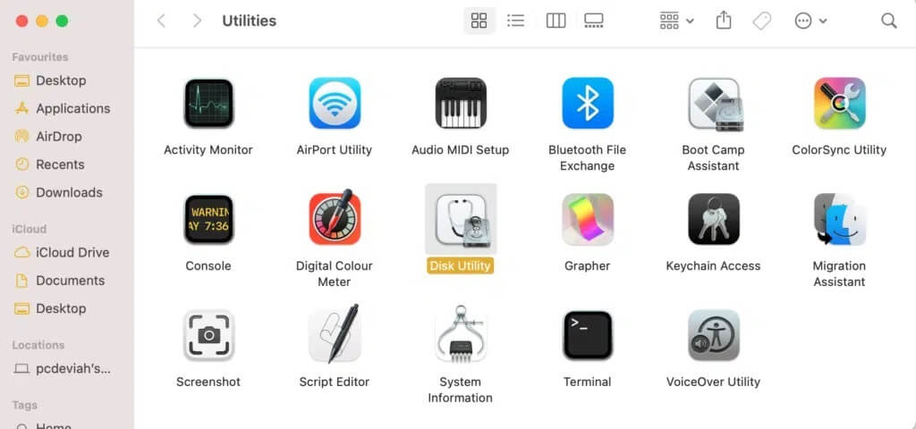 Click-on-Disk-Utility-1024x480-1 كيفية استخدام مجلد الأدوات المساعدة على Mac