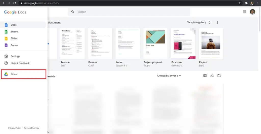 Click-on-Drive-at-the-very-bottom-1-1024x526-1 كيفية استرداد مستندات Google Docs المحذوفة