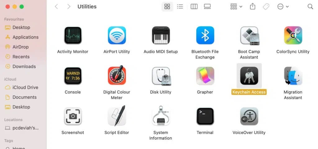 Click-on-Keychain-Access-1-1024x480-1 كيفية استخدام مجلد الأدوات المساعدة على Mac
