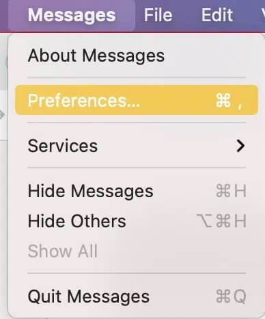 Click-on-Preferences-Your-Account-Sign-Out كيفية إصلاح عدم عمل Messages على نظام Mac