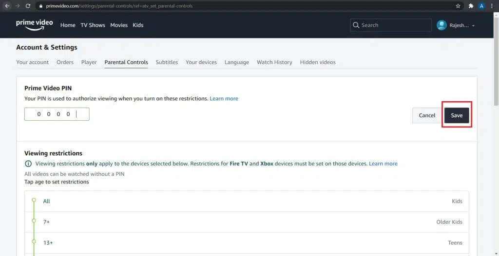 Click-on-‘Save-to-confirm-1024x526-1 كيفية إعادة تعيين كود Amazon Prime Video Pin