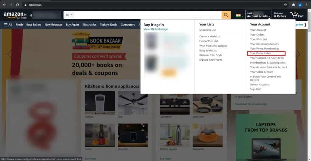 Click-on-‘Your-Prime-Video-to-open-your-Amazon-Prime-Video-account-1024x530-1 كيفية إعادة تعيين كود Amazon Prime Video Pin