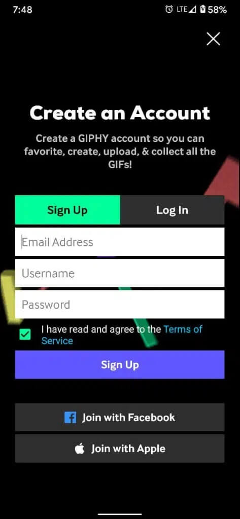 Create-an-account-and-Sign-up-to-get-the-best-out-of-the-app-473x1024-1 كيفية إرسال صور GIF على Android