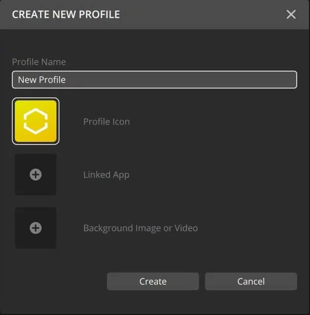 Create-new-profile-iCUE كيفية إصلاح عدم اكتشاف أجهزة iCUE