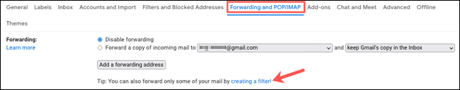 CreateFilterForwardingSettings-Gmail كيفية إعادة توجيه رسائل البريد الإلكتروني المحددة تلقائيًا في Gmail