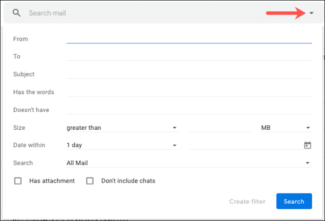 CreateFilterSearch-Gmail كيفية إعادة توجيه رسائل البريد الإلكتروني المحددة تلقائيًا في Gmail