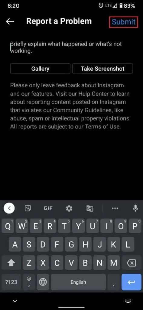 Explain-your-issue-and-tap-on-submit-473x1024-1 كيفية الإصلاح لا يمكنني الإعجاب بالصور على Instagram