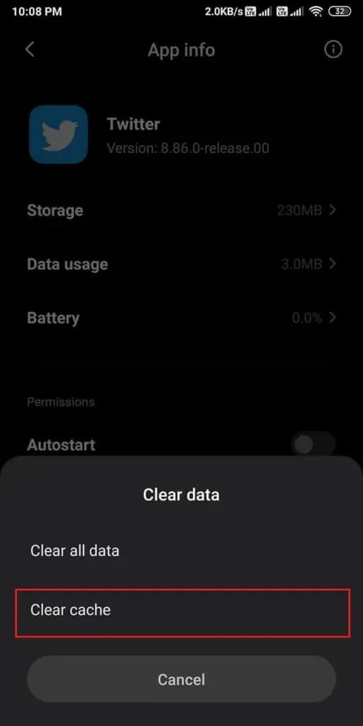 Finally-tap-on-Clear-cache-and-tap-on-OK.-512x1024-1 كيفية إصلاح عدم عمل إشعارات Twitter