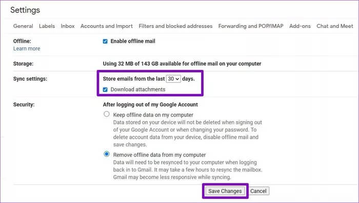 Gmail-Offline-Mode-Settings_935adec67b324b146ff212ec4c69054f دليل استخدام وضع عدم الاتصال في Gmail