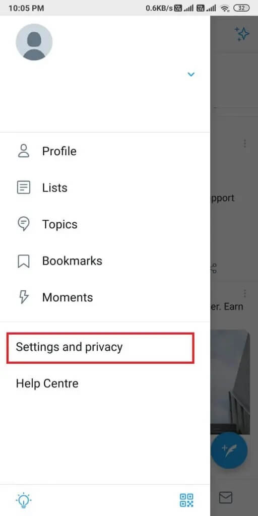 Go-to-Settings-and-privacy.-512x1024-1 كيفية إصلاح عدم عمل إشعارات Twitter