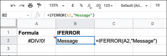 IFError-Example-Cell-Reference كيفية إخفاء الأخطاء في Google Sheets