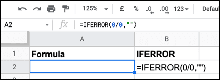IFError-Example-No-Message كيفية إخفاء الأخطاء في Google Sheets