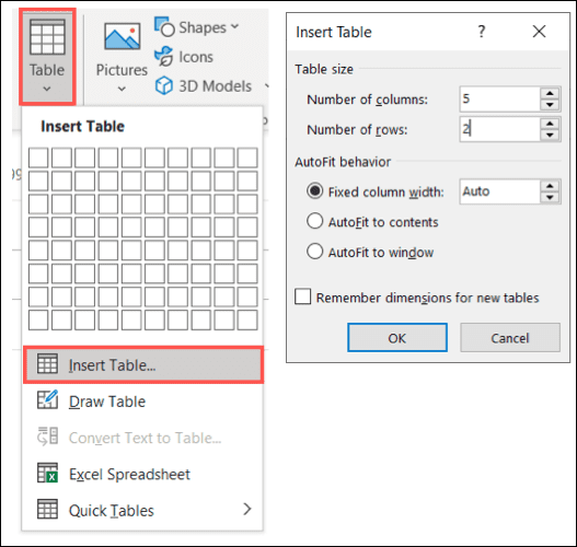 InsertTableEmail-Outlook كيفية إضافة الصيغ إلى الجداول في Microsoft Outlook