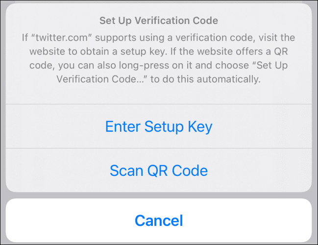 Pick-Between-Setup-Key-And-QR-Code-Option كيفية استخدام أداة المصادقة الثنائية المضمنة على iPhone و iPad