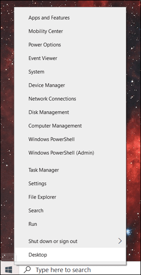 Power-User-menu-1 كيفية الوصول إلى قائمة مستخدم الطاقة المخفية في Windows 10